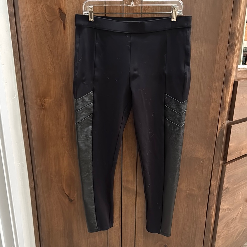 Black Faux Leather Panel Leggings